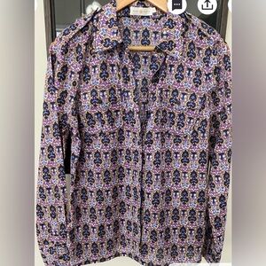 🟠Tory Burch Purple Patterned Button Down Shirt